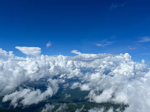 青と白の雲海を泳ぐ