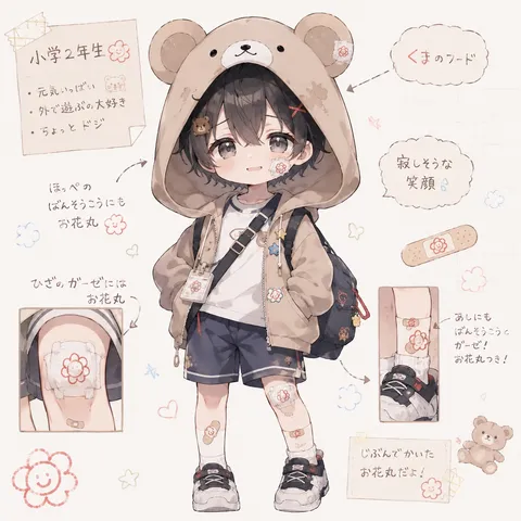 くま耳フードと絆創膏の物語