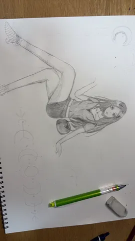 少女と月のデッサン