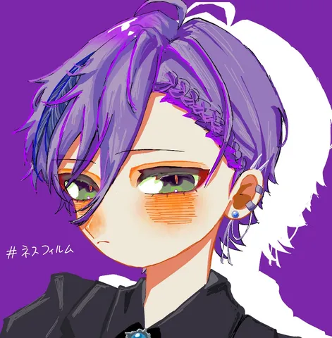 紫髪のクールな眼差し