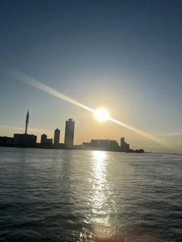 夕陽と水面の影絵