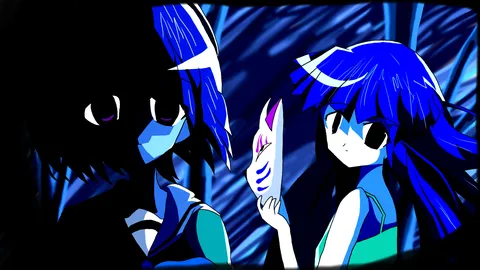 神秘的な狐面と少女の肖像