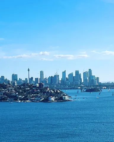 湾に映える都会の風景