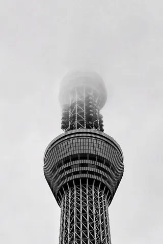 霧の向こうの東京スカイツリー