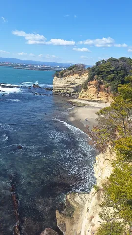 海と崖の夏の岸辺