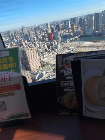 高層都市の風景を見渡す