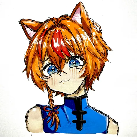 青い服に猫耳の美少女