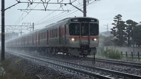 激しく降る雨の静かな走行