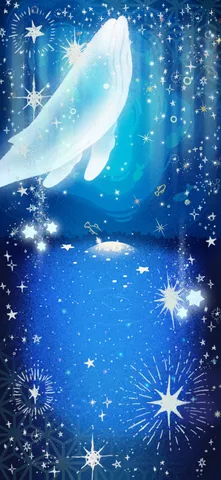 夜空に舞う白い翼の光