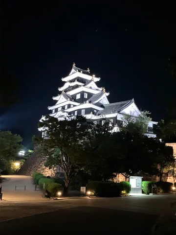 夜空に浮かぶ城の灯
