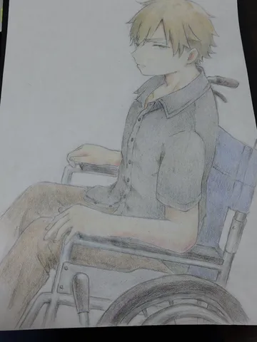 静かな車椅子の横顔