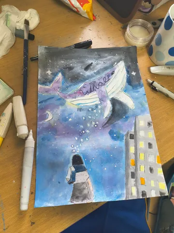 夜空のクジラと少女