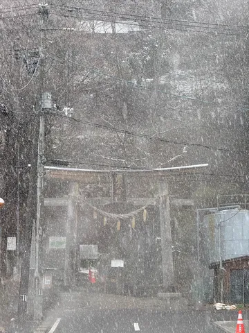 雪降る鳥居、静寂の日常