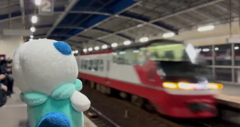 列車を待つぬいぐるみの一枚