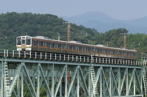 緑深き谷を渡る列車の旅