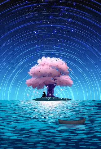 青い夜空と桜色の時間