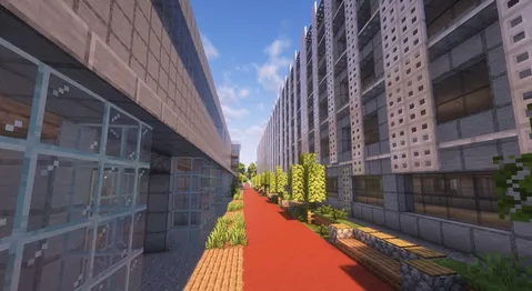 マイクラ都市の直線的な風景