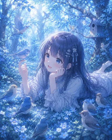青い森と少女、小鳥たちの歌