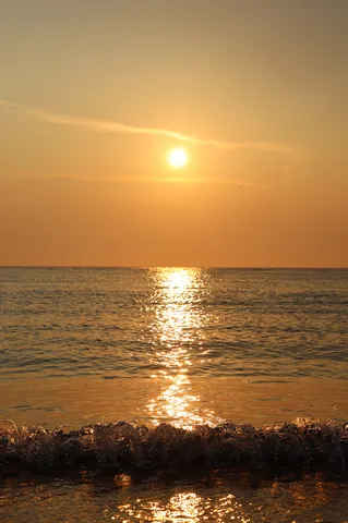 黄金に染まる海辺の静寂