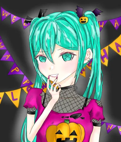 ハロウィンの風を纏う青髪