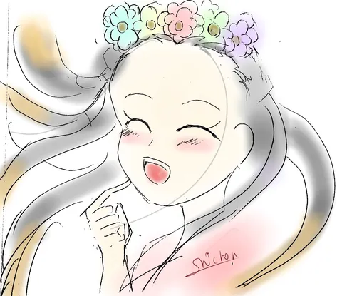花冠の少女、夢見る微笑み
