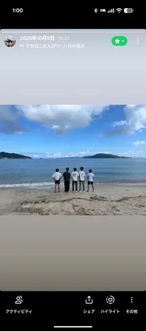 夏の終わりの海辺、5人の後ろ姿