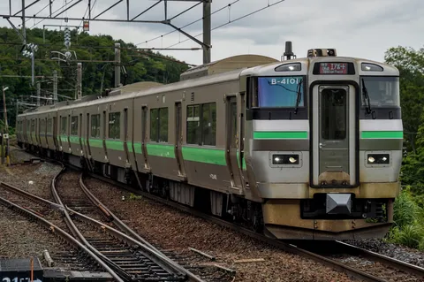 緑と鉄路の交差点、列車の旅情