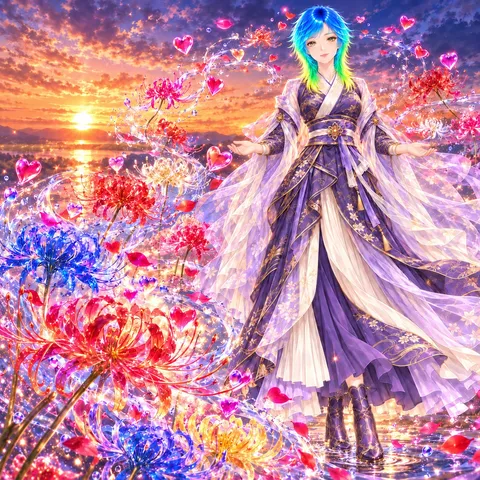 夕焼けに咲く夢の花園