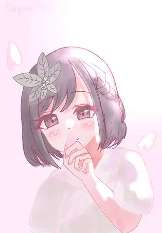 淡い花びらと少女の横顔