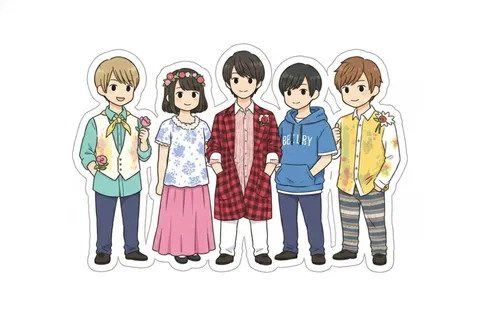 花冠とバラ、個性豊かな装いの5人