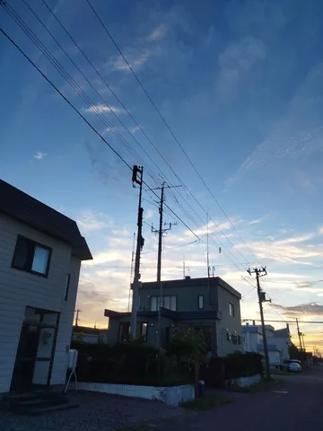 夕暮れの電線アート