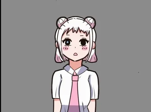 アニメ風少女、どこか見つめる視線
