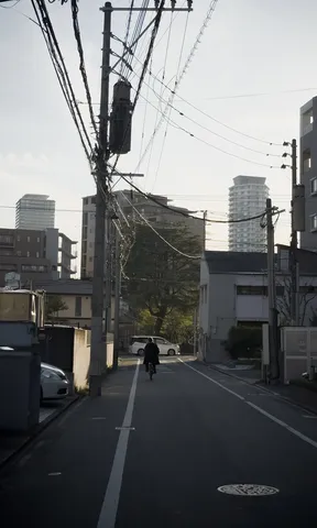 電線が彩る街角