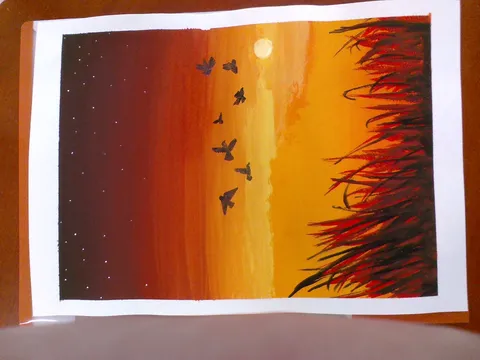 夕暮れと鳥の群れの記録