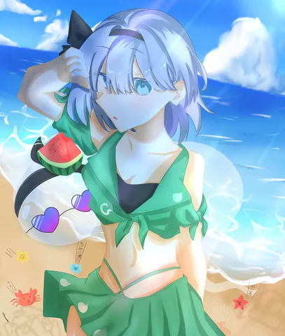 潮風と太陽、夏のビーチで
