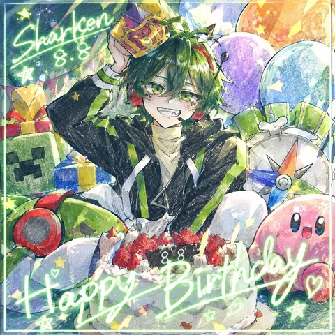 緑髪が祝う誕生日風景