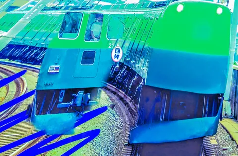 鮮やかな色の電車