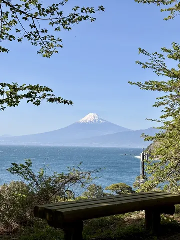 ベンチから望む雄大な富士