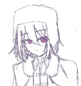 紫の線画に輝く瞳