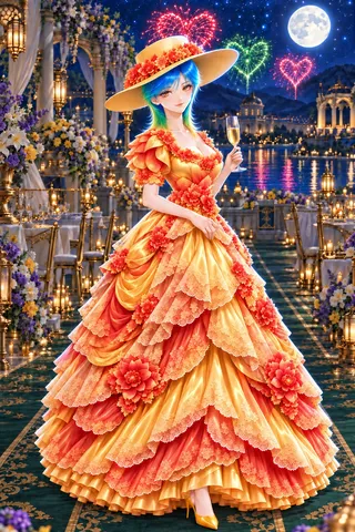 月夜に咲く花灯り