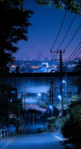 夜景に誘う、青き階段