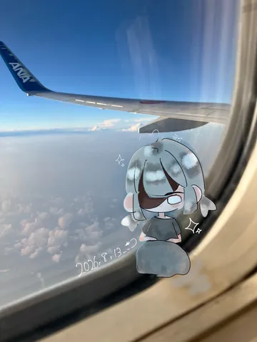 空の旅、窓辺の小さな世界