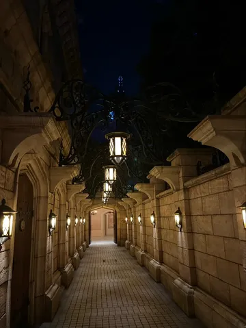 幻想的な夜の回廊