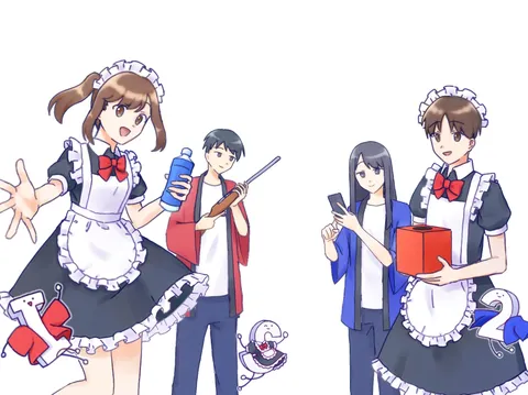 メイド服と異色の組み合わせ