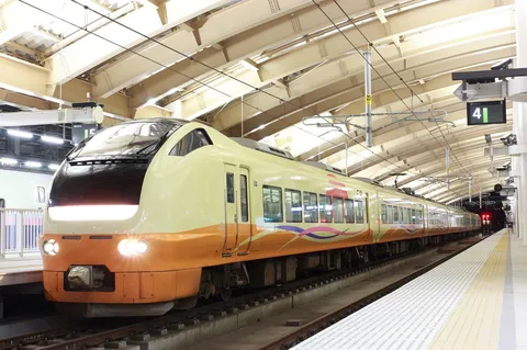黄金と橙の列車光景