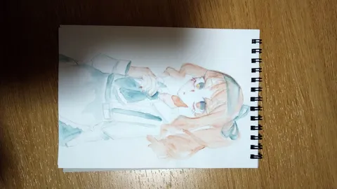 水彩で描く、儚げな少女