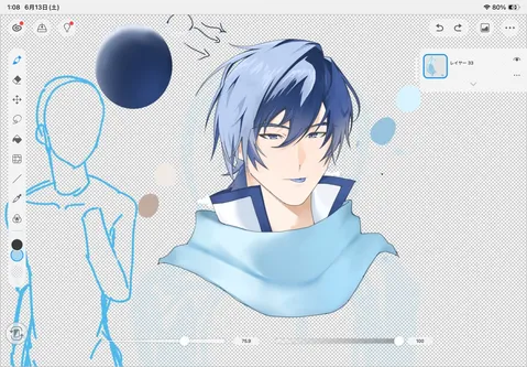 アニメ風イラスト、制作途中