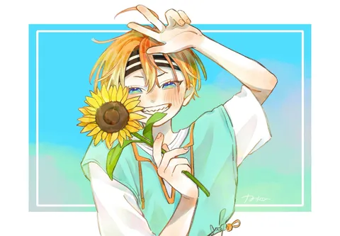 ひまわりと夏のシャークスマイル