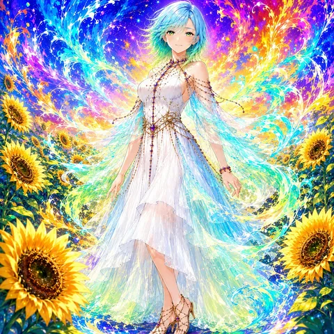 ひまわりが祝う光の渦