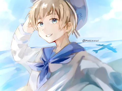 夏の空とセーラー服の少年